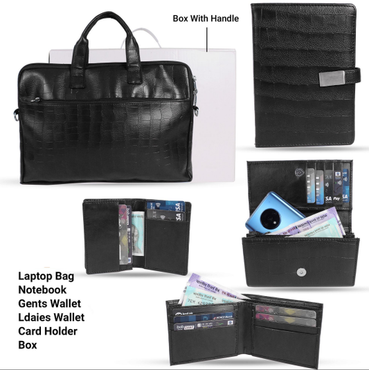 6 in 1 Gift Set Made Of Leatherite Black SL-1033B