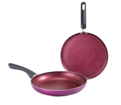 Wonderchef Bandhan Non-Stick Cookware 2 Pcs. Set | Dosa Tawa and Fry Pan | 100% PFOA Free Coating | Pure Grade Virgin Aluminium | Compatible with Multiple Cooktops | Red and Purple | 2 Year Warranty