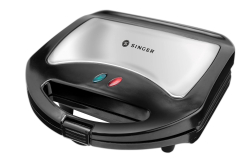 Singer Grande Sandwich Toaster 750 Watts with Non-stick Coated Fixed Plates (Black)
