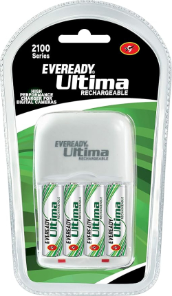 Eveready 2100 AA BP4C mAh NiMH Charger Kit with 4 Rechargeable Batteries | Ready-to-Use Power Pack