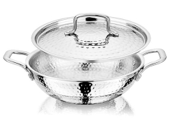 NIRLON  Triply Hammered Stainless Steel Deep Kadhai 26cm