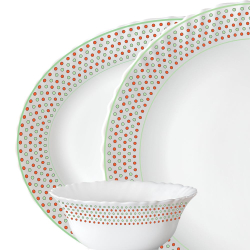 Larah by Borosil Waltz Fluted Dinner Set, 6-Piece | Full Plate & Bowls | Microwave Safe | Case Lot of 4 Sets