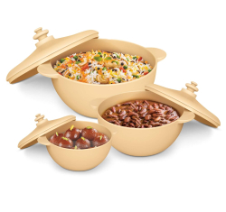 MILTON Micro Casserole Set of 3 | 500/1000/1500ml | Food Grade Plastic Bowls