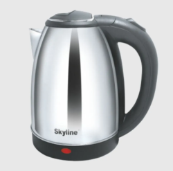 Skyline 1.8L Electric Kettle, 1500W High Capacity, Silver - Black, Stainless Steel, Automatic Cut-off