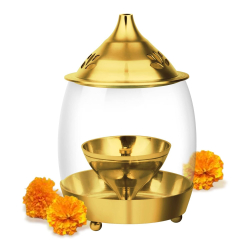 Milton Treo Arpan Diya – Medium (Borosilicate Glass & Brass)