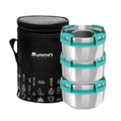 Mumma's Life Springo Lunch Box | 3x445ml Leak-Proof Bento Box | Vibrant Design