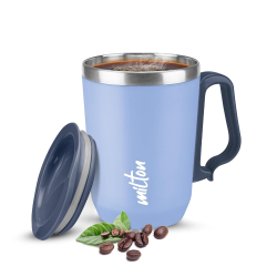 MILTON Cool Touch Coastal Mug 350 | Double Wall Stainless Steel | 300ml with Lid | Microwave Safe