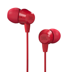 JBL T50HI Wired In-Ear Headphones with Mic | Noise Isolation (Red)