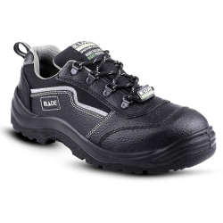 Euro Security Blade Grain Leather Steel Toe Black Safety Shoes with PU Sole, Size 11 UK/India