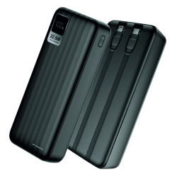 E GATE 207 B Power Bank 20000mah fast charging | Built-in Lightening & Type C Cable for iPhone, Android, TWS etc| Multi Device 22.5W Power Bank 4-in-1 Charger |USB X 2, Type C X 1 & Lightening (Black)