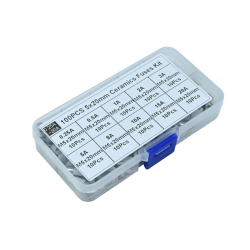 100pcs Ceramic Fuse Tube Kit 5×20 mm – 10 Values (0.25-20A), 250V