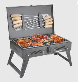 Skyline Charcoal Barbeque Briefcase with 8 Skews - Portable Grilling Solution for Outdoor Cooking