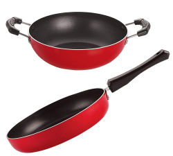 Nirlon Non Induction 2 Pcs Gift Set Kadhai 21.5cm and Fry Pan 21.5cm
