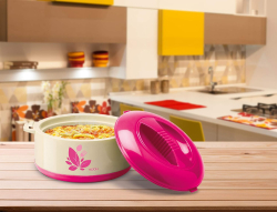 MILTON Orchid Casserole 1500 | 1260ml Double Wall Insulated | Stainless Steel Inner | 3-Tone Floral Design