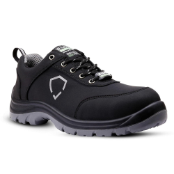 Euro Security Graphite Nubuck Leather Steel Toe Black Safety Shoes with Double Density PU Sole,Size 09 UK/India