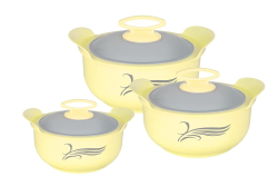 Nirlon PU Insulated Casserole 3Pc Set (800ml, 1200ml, 2000ml – Yellow)