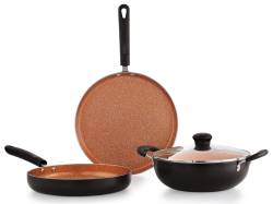 Nirlon Ceramic Non- Stick  Gas & Induction Compatible Ochre Ceramic Gift Set