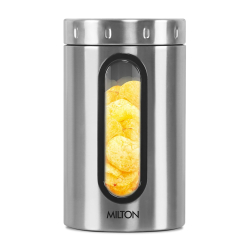 MILTON Steel Crispy Storage Jar 1500 | SS 304 Steel | Airtight Container