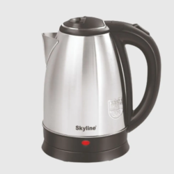 Skyline 1.2L Electric Kettle, 1500W Rapid Heating, Silver - Black, Stainless Steel, Automatic Cut-off