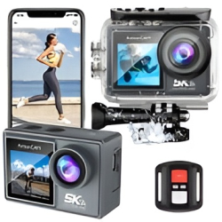 AUSHA SPORTS 5K LITE (5k Action Camera with 30fps with EIS , Wifi, Dual Screen)