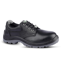 Euro Security Maxx Grain Leather Steel Toe Black Safety Shoes with Double Density PU Sole, Size 09 UK/India