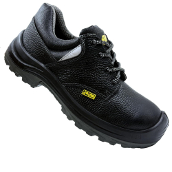 JAMA JR003 Steel Toe Leather Safety Shoes with Reflectors for Night Visibility, Size 05UK/India