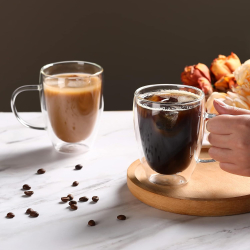 MILTON Double Wall Beer/Juice Glass Mug 450ML | Borosilicate Glass | Thermal Insulated | Microwave Safe