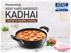 KENT Hard Anodised Kadai - Non-Toxic, Durable & Cool-Touch Handle - 22cm