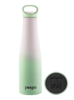 Pexpo Morocco Pro 700 ISI Certified Stainless Steel Insulated Flask - 600ml | Double Wall Water Bottle For Girls | Hot & Cold | Ideal For School, Travel, Gym, Office RCB Edition - Green - Purple Ombre