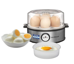 KENT Instant Egg Boiler | 360-Watt | Boil 7 Eggs at a Time | 3 Boiling Modes | Stainless Steel Body, Poaching Tray & Heating Plate | Automatic Power Off