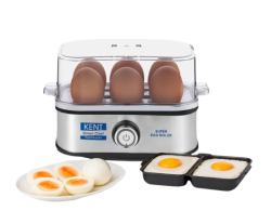 KENT Super Egg Boiler | 3 Boiling Modes | Stainless Steel Body and Heating Plate | 6 Eggs at a Time | Automatic Turn-Off | Silver