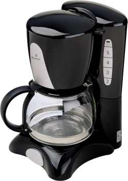 Russell Hobbs RCM60 800 Watt 6 Cups Manual Espresso Coffee Maker with Non Drip Valve (Black) | Carafe and Permanent Filter, Water Level Indicator, Lightweight & Portable