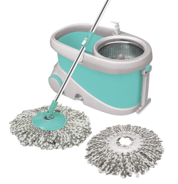 Milton Prime Spin Mop New | 360° Microfiber Floor Cleaning Mop with Steel Wringer & Bigger Wheels