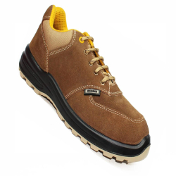 Krieger KR-2003 Leather Brown Low Ankle Steel Toe High Performance Work Safety Shoes, Size 09 UK/India
