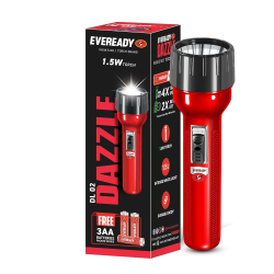 Eveready DL 02 DAZZLE 1.5W Big Head Torch | Aluminum Body | 3xAA Powered