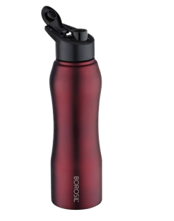 BOROSIL 1000 ml Steel Bottle (Pack of 1, Maroon)