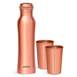 Milton Copperas Gift Set | 99.9% Pure Copper Bottle with Tumbler | 940 ml | Leak Proof | Health & Wellness Drinkware