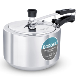 Borosil Presto Induction Base Inner Lid Aluminium Pressure Cooker, Silver, 2 liter