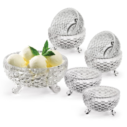 MILTON Bliss Pudding Glass Bowl Set of 7 Pieces | Hi-Clarity Glass | 1 Large + 6 Small Bowls | Food Grade