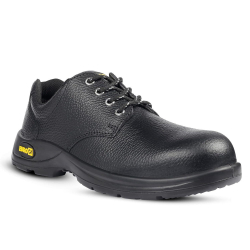 Eurock Classic Grain Leather Steel Toe Black Safety Shoes with PU Sole, Size 10 UK/India