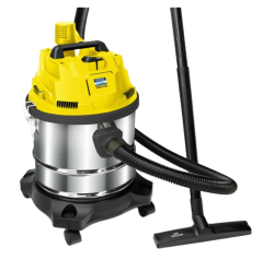 KENT Vortex Pro Wet & Dry Vacuum Cleaner | Blower Function | 1200W Power & 20L Capacity | High Suction 18 kPa | Cyclone5 Technology | HEPA Filter | SS Body & Rubberised Wheels | Black & Yellow
