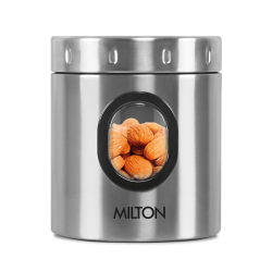 MILTON Steel Crispy Storage Jar 550 | SS 304 Steel | Airtight 550ml Container