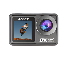AUSHA SPORTS 8K (8K Action Camera 15fps with EIS , Wifi, Dual Touch Screen, Remote Control)