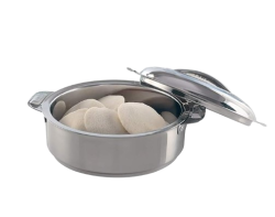 Borosil Stainless Steel Solid Idly Server - 1.2L, 1 Piece, Silver