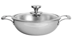 NIRLON Triply Platinium  stainless Steel Deep Kadhai 20cm