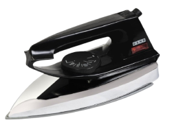 USHA Aluminium Usha 2801 750Watt Dry Iron Metal Body | Linished Soleplate | Thermal Safety Fuse | 180° Swivel Cord | 1 Years Warranty | (Black), 750 Watts