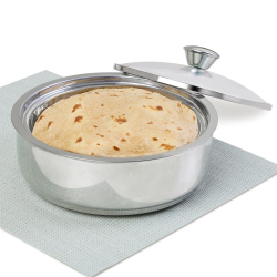 Borosil 1.1L Insulated Roti Server | Stainless Steel Chapati Casserole | Odor-Proof, PU Insulated | 1 Yr Warranty