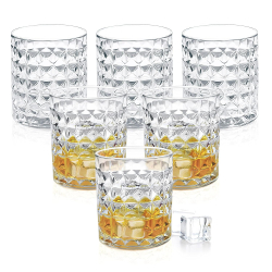 MILTON Knitts Whisky Glass Tumbler 380ML Set of 6 | Crystal Clear Glass | Treo Design | Premium Glassware