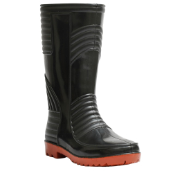 Hillson Welsafe 12.5 Inch PVC Plain Toe Black & Red Work Gumboots, Size 08 UK/India