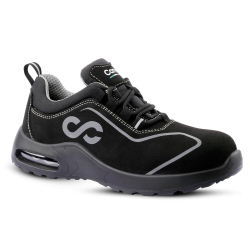 Canvas Club MILAN 200 J Steel Toe Safety Shoes Low Ankle PU Sole UK 08 Size Black Micro Fibre Suede with Reflective Print